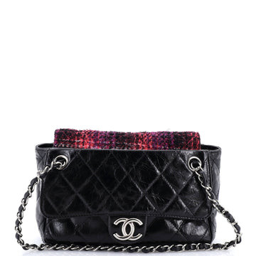 Chanel Portobello Chain Shoulder Bag Quilted Glazed Calfskin and Tweed Small