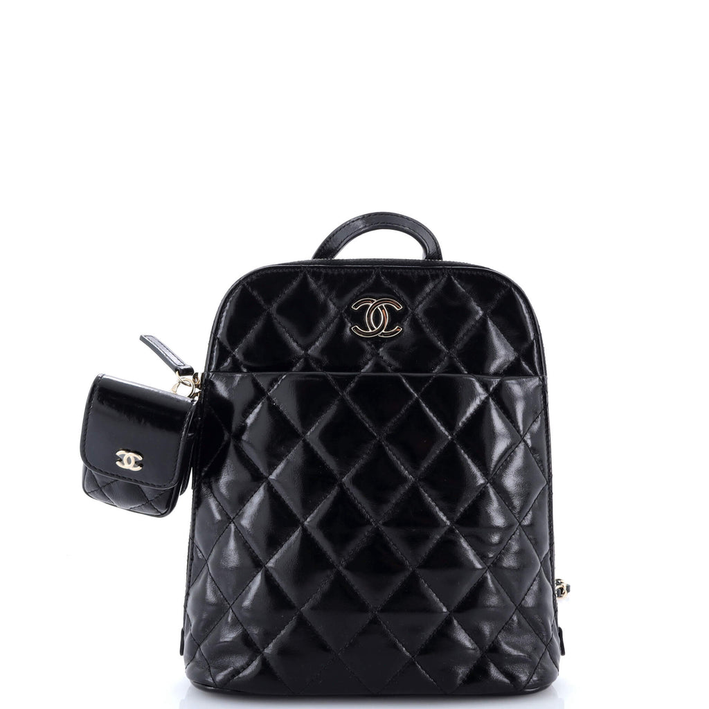 Chanel My Pocket Backpack Quilted Shiny Calfskin Black 3594501