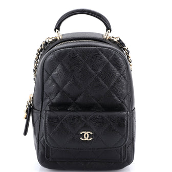 Chanel Classic CC Chain Pocket Backpack Quilted Caviar Mini