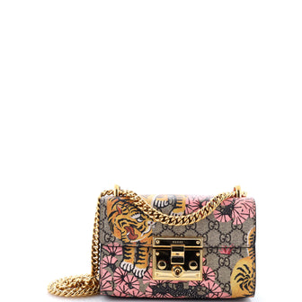 Gucci Padlock Shoulder Bag Bengal Print GG Coated Canvas Small