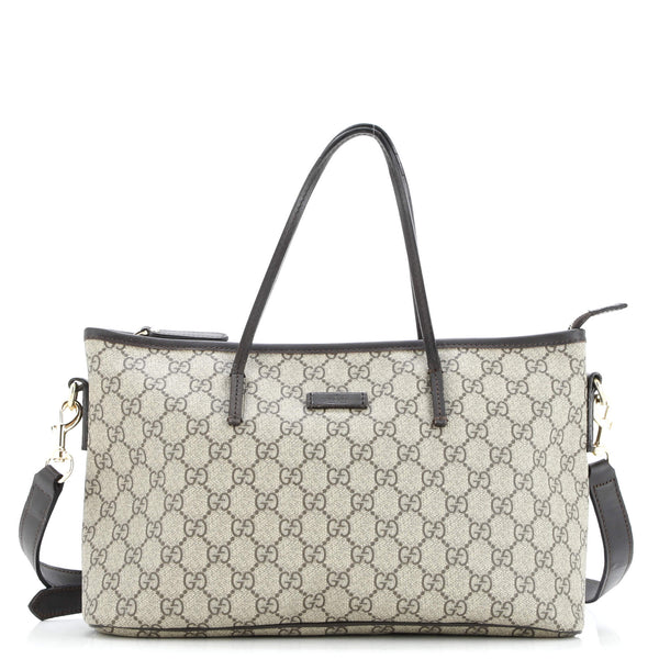Gucci Convertible Zip Tote GG Coated Canvas with Leather Medium