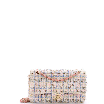 Chanel Classic Double Flap Bag Quilted Tweed and Ribbon Medium