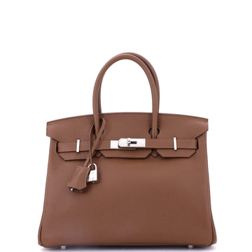 Hermes Birkin Handbag Brown Togo with Palladium Hardware 30