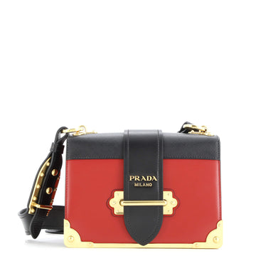 Prada Cahier Crossbody Bag Leather and Saffiano Leather Small