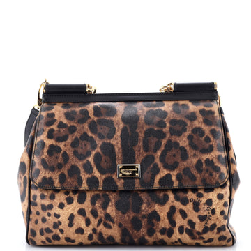 Dolce & Gabbana Miss Sicily Bag Leopard Print Leather Large