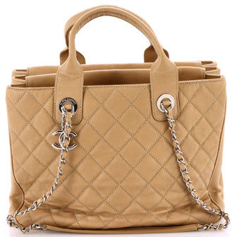 Chanel Urban Companion Top Handle Shopping Tote Quilted Caviar Large