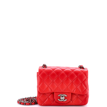 Chanel Square Classic Single Flap Bag Quilted Caviar Mini