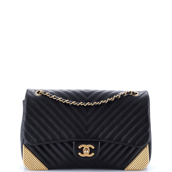 Chanel Rock the Corner Flap Bag Chevron Leather Medium