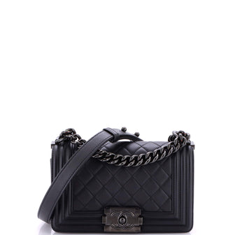 Chanel So Black Boy Flap Bag Quilted Lambskin Small