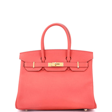 Hermes Birkin Handbag Red Epsom with Gold Hardware 30