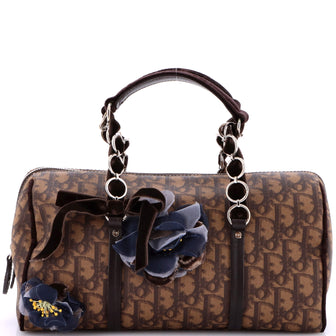 Christian Dior Vintage Trotter Romantique Boston Bag Diorissimo Coated Canvas Medium