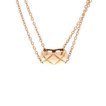 Chanel Coco Crush Double Chain Pendant Necklace 18K Beige Gold