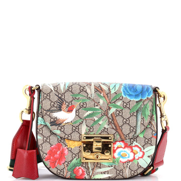 Gucci Padlock Saddle Shoulder Bag Tian Print GG Coated Canvas Medium