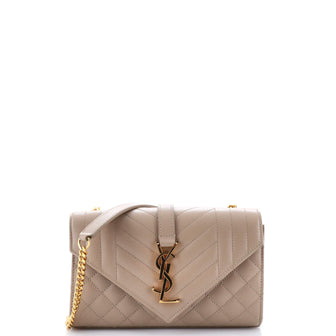 Saint Laurent Classic Monogram Envelope Satchel Mixed Matelasse Leather Small