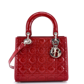 Christian Dior Lady Dior Bag Cannage Quilt Patent Medium