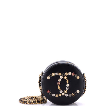 Chanel Lucky Charms Round Clutch With Chain Embellished Lambskin