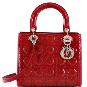 Christian Dior Lady Dior Bag Cannage Quilt Patent Medium