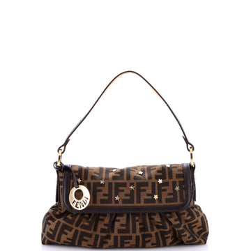 Fendi Chef Flap Bag Embellished Zucca Canvas Small
