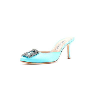 Manolo Blahnik Women's Hangisimu Heeled Mules Satin 70