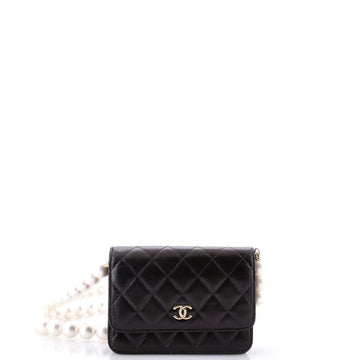 Chanel Pearl Strap CC Wallet on Chain Quilted Calfskin Mini