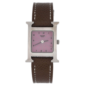 Hermes Heure H Quartz Watch Stainless Steel and Leather 17