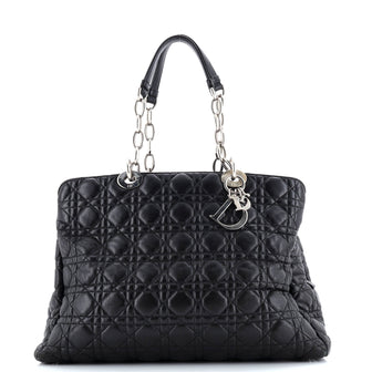Christian Dior Soft Zipped Shopping Tote Cannage Quilt Lambskin Large