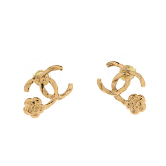Chanel CC Camellia Stud Earrings Metal