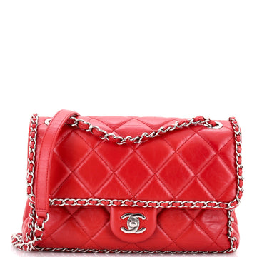Chanel Running Chain Around Flap Bag Quilted Crumpled Calfskin Medium
