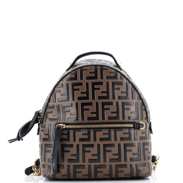 Fendi By The Way Backpack Zucca Embossed Leather Mini