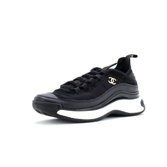Chanel Women's CC Cap Toe Logo Sneakers Suede and Mixed Fibers