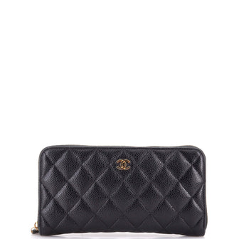 Chanel Zip Around Wallet Quilted Caviar Long