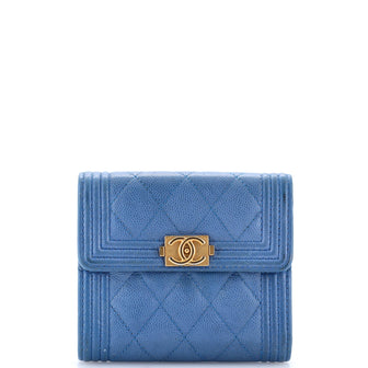 Chanel Boy Flap Wallet Quilted Caviar Compact
