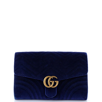 Gucci GG Marmont Flap Clutch Matelasse Velvet
