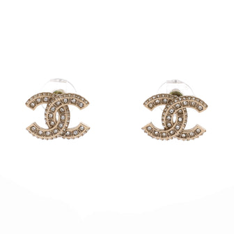 Chanel CC Stud Earrings Metal with Crystals