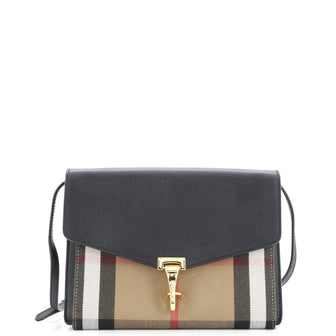 Burberry Macken Crossbody Bag Leather and House Check Canvas Small