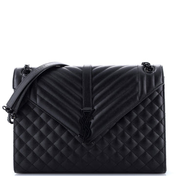 Saint Laurent Classic Monogram Envelope Satchel Mixed Matelasse Leather Large