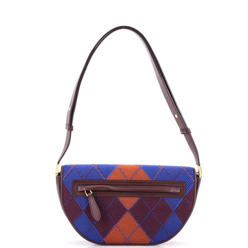 Burberry Olympia Flap Bag Knitted Check Canvas and Leather Small