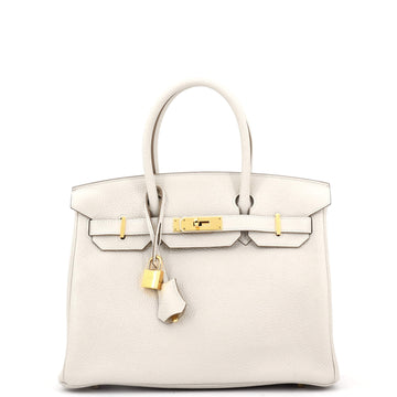 Hermes Birkin Handbag Light Togo with Gold Hardware 30