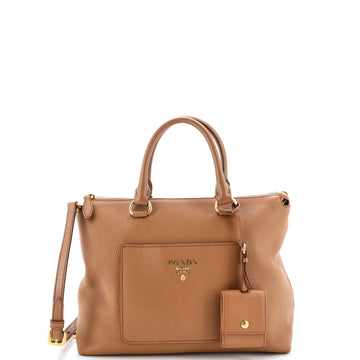 Prada Front Pocket Convertible Tote Vitello Daino Small