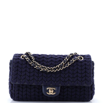 Chanel CC Chain Flap Bag Chevron Knit Jersey Medium