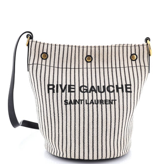 Saint Laurent Rive Gauche Bucket Bag Striped Canvas