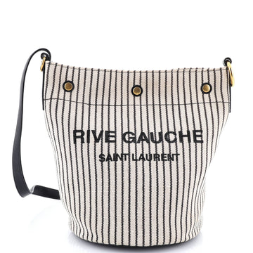 Saint Laurent Rive Gauche Bucket Bag Striped Canvas