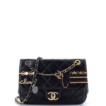 Chanel Coco Clips Flap Bag Embellished Quilted Lambskin Small
