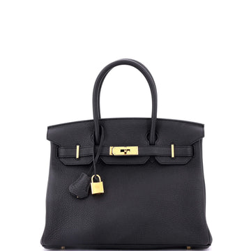 Hermes Birkin Handbag Black Togo with Gold Hardware 30