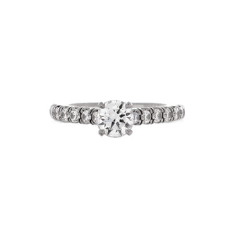 Etincelle de Cartier Solitaire Ring Platinum with RBC Diamond and Pave Diamonds E/VVS1 0.50CT