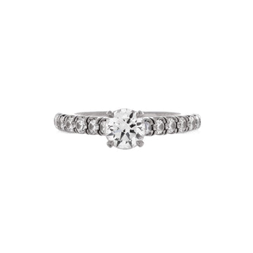 Etincelle de Cartier Solitaire Ring Platinum with RBC Diamond and Pave Diamonds E/VVS1 0.50CT