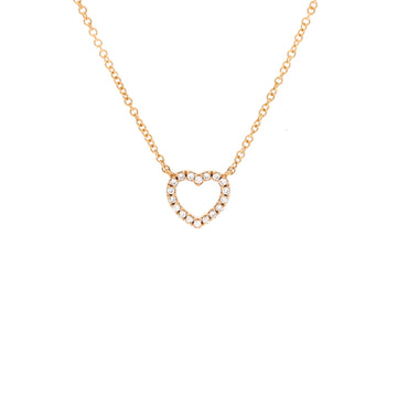 Tiffany & Co. Metro Open Heart Pendant Necklace 18K Rose Gold and Diamonds Mini