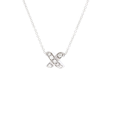Tiffany & Co. Signature X Pendant Necklace 18K White Gold with Diamonds