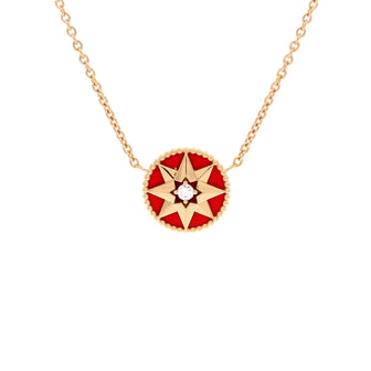 Christian Dior Rose des Vents Pendant Necklace 18K Rose Gold with Diamond and Ceramic
