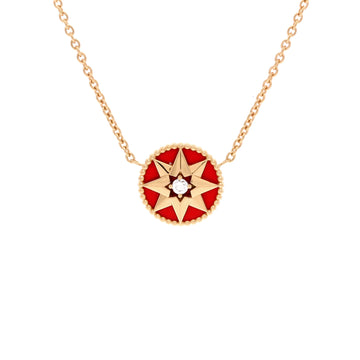 Christian Dior Rose des Vents Pendant Necklace 18K Rose Gold with Diamond and Ceramic